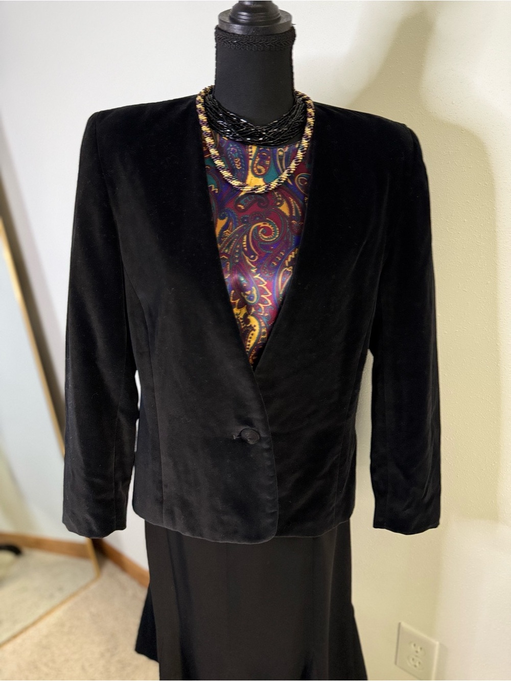 Vintage 90s Paisley Satin Blouse Jewel Tone Worthington Top Size 12 Retro - Picture 3 of 10